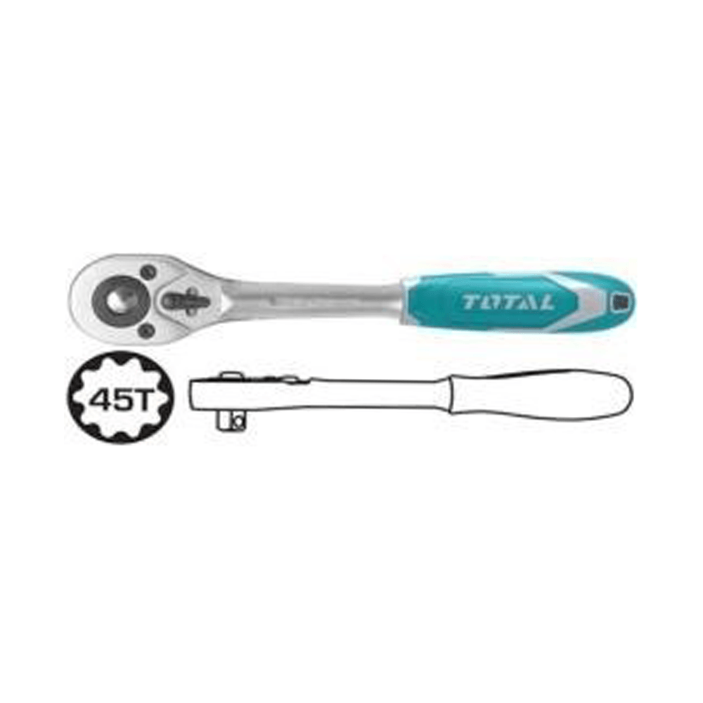 توتال مفك راتشيت بحجم 3/8 بوصة و 45T وطول 205 مم