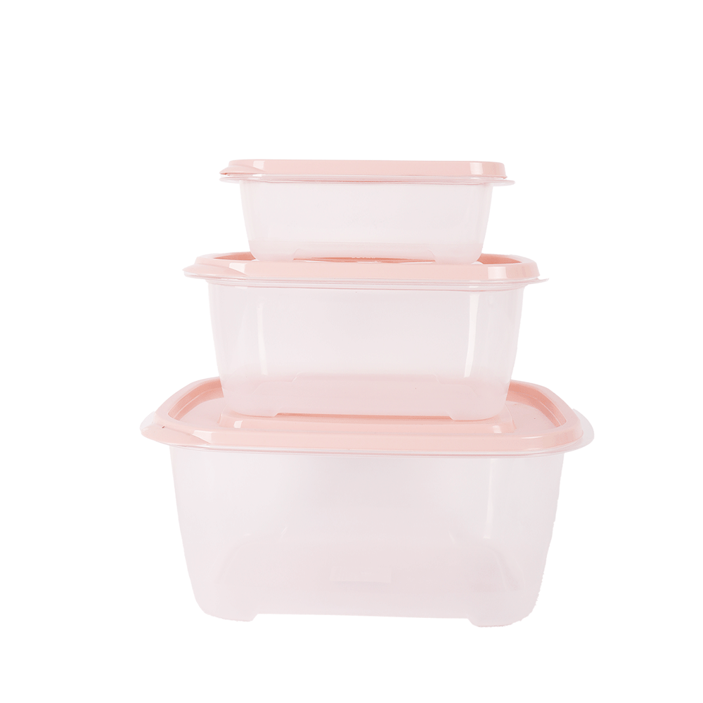 طقم علب حافظة الطعام مستطيل فييت نهات بلاستيك موديل 6556 - 3 قطع-pink
