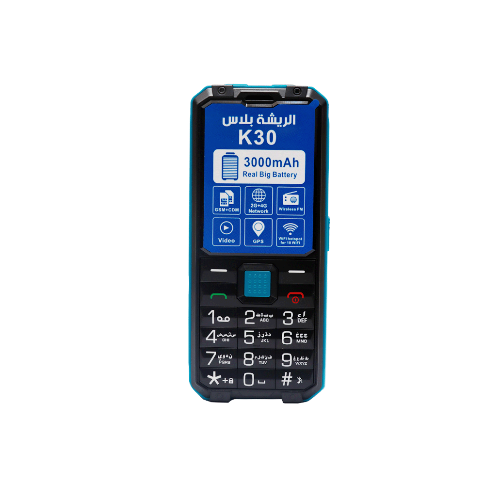 هاتف الريشة K30 يدعم شبكات الجيل الثالث بأزرار متينة - أسود