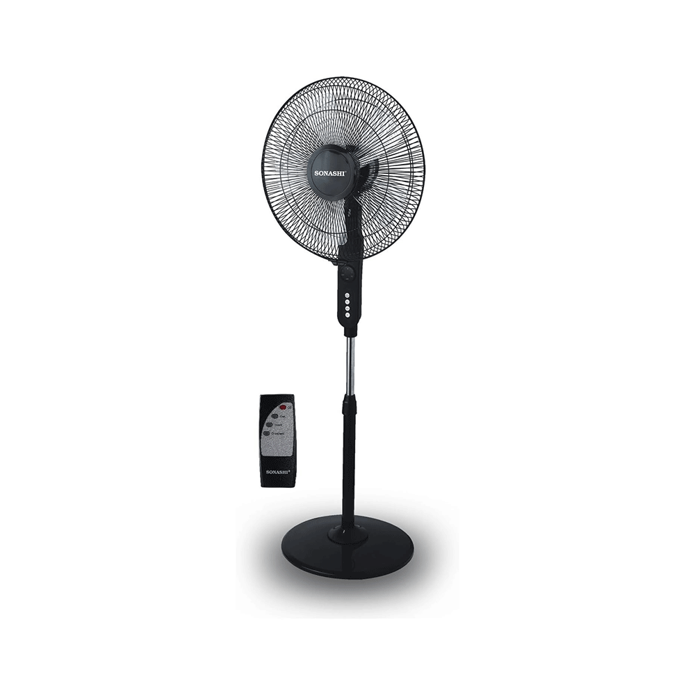 سوناشي مروحة كهرباء عمودية قوة 60 وات مع جهاز تحكم عن بعد موديل SF-8027SR - أسود