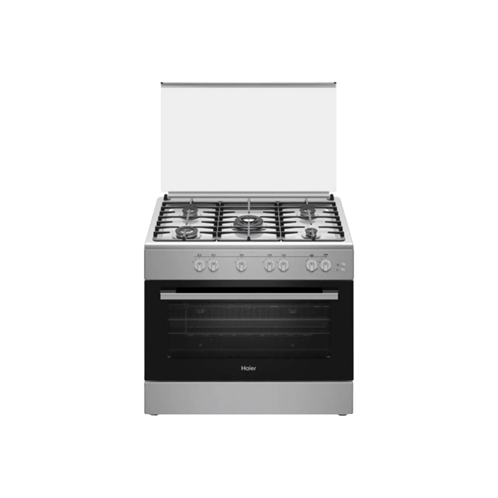 هاير طباخة غاز قائم 5 شعلات موديل HCR9060GT1 - فضي
