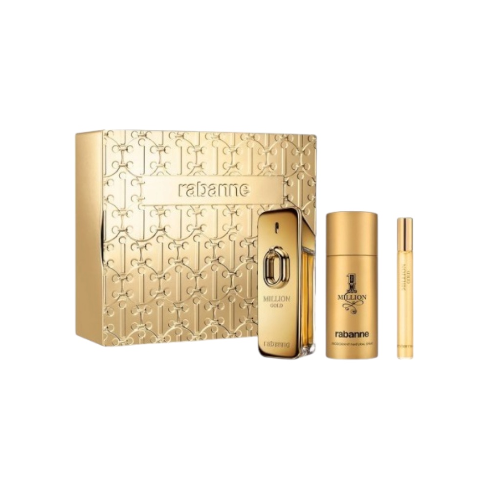باكو رابان مجموعة عطر مليون جولد الأصلي للرجال 100 مل + 10 مل + مزيل عرق 150 مل