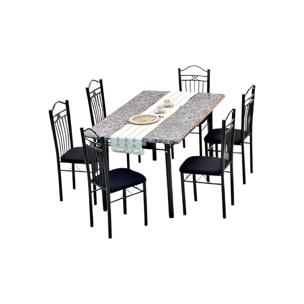 طاولة طعام مستطيلة مع 6 كراسي -black