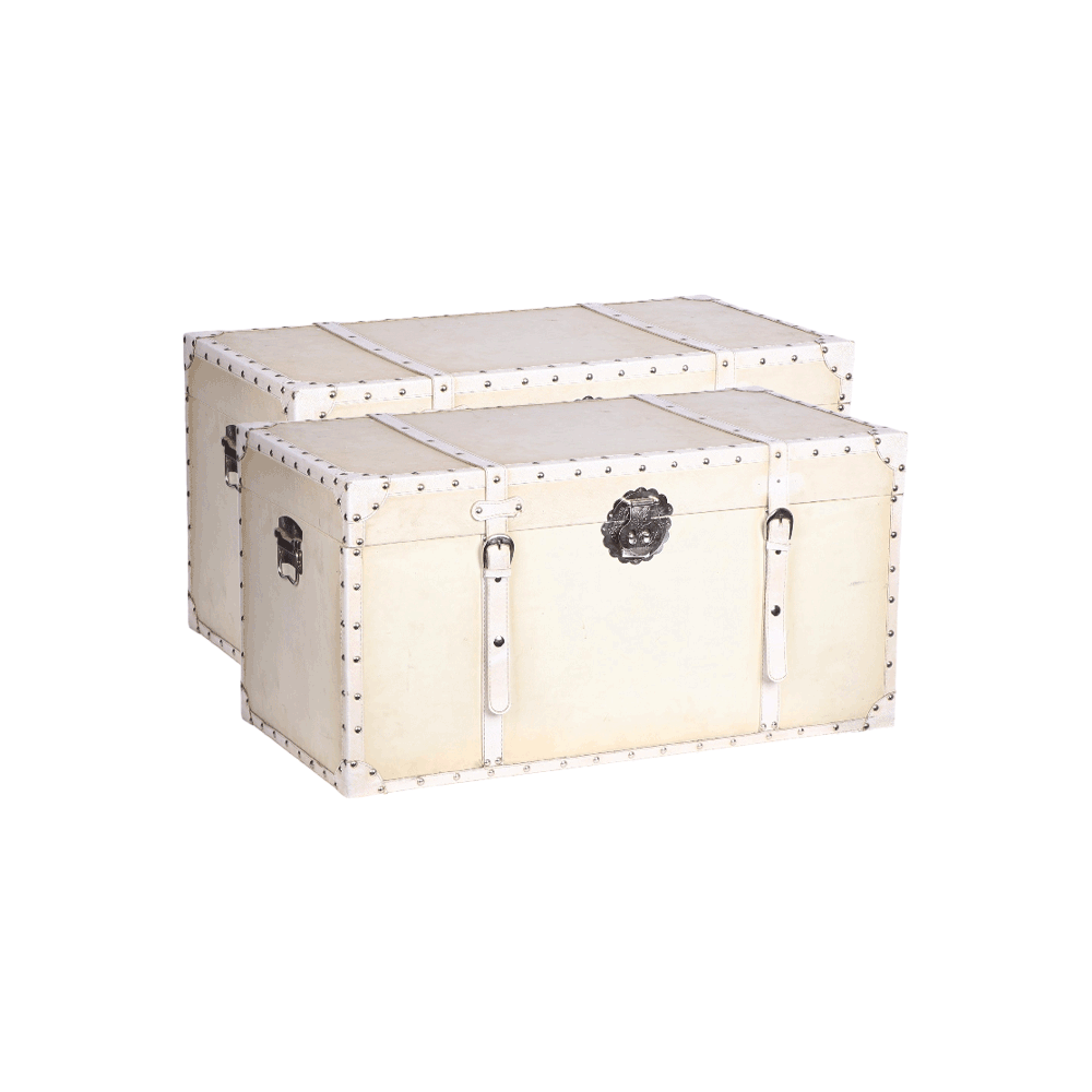 طقم صناديق تخزين جلدية مع غطاء عملي يمكن استخدامه ككرسي – قطعتين