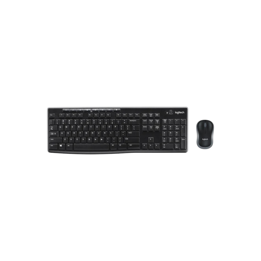 لوجتشك طقم لوحة مفاتيح وماوس لاسلكي موديل MK270 - أسود 