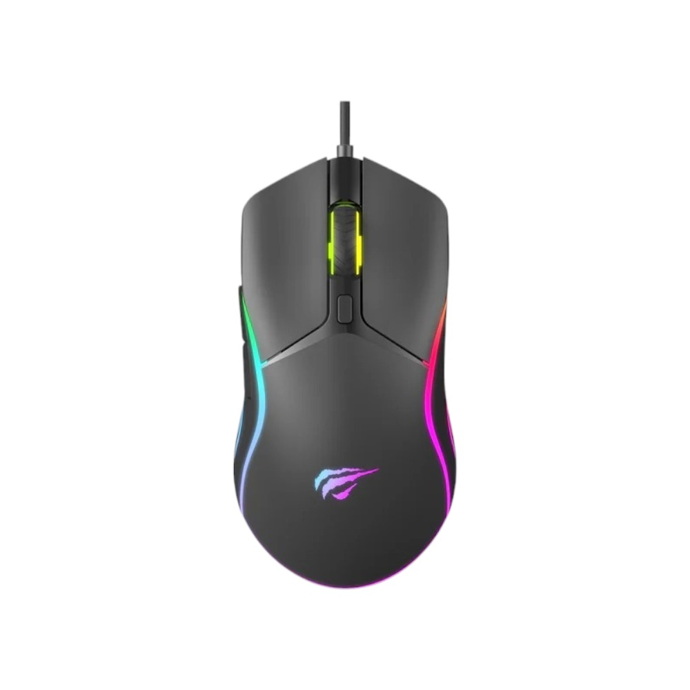 هافيت ماوس ألعاب سلكي بإضاءة RGB موديل MS1029 - أسود