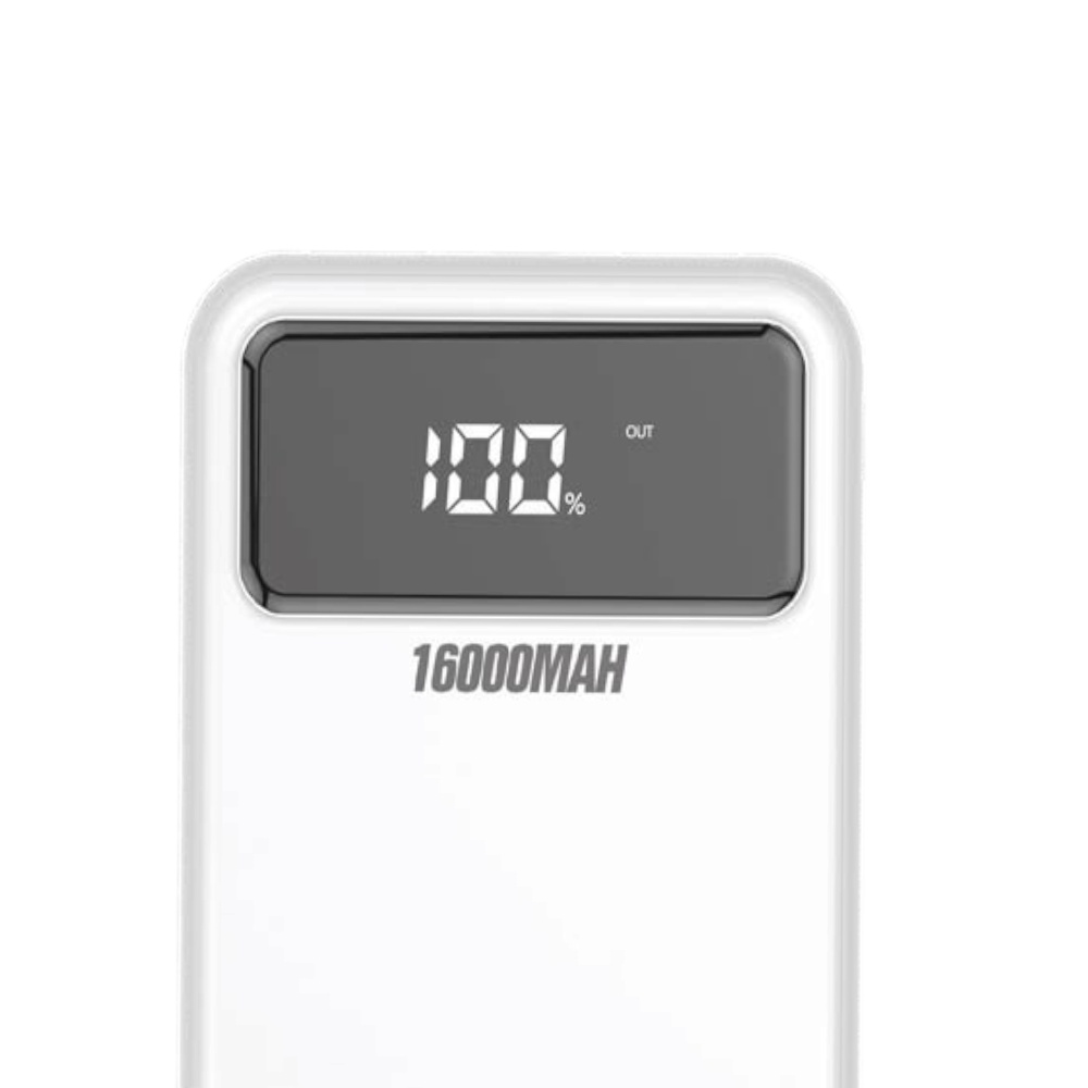 موكسوم باور بانك بسعة 16000 مللي امبير بمنفذين وشاشة LCD موديل MX-PB11 - أبيض