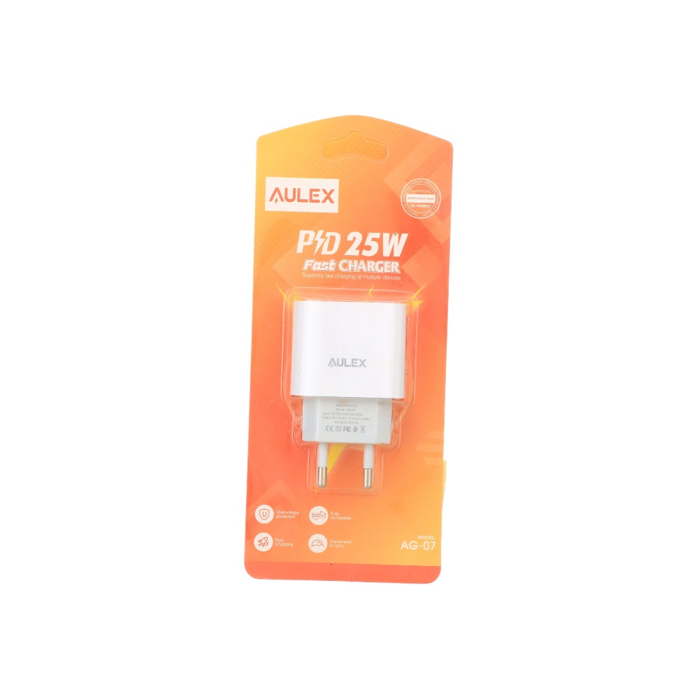  شاحن جداري اوليكس سريع PD بقوة 25 وات موديل AG-07 - أبيض
