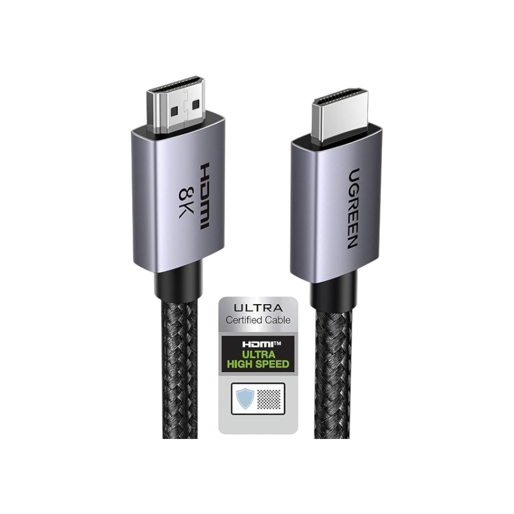 كابل يوجرين HDMI 8K فائق السرعة مضفر موديل 25908 - رمادي 