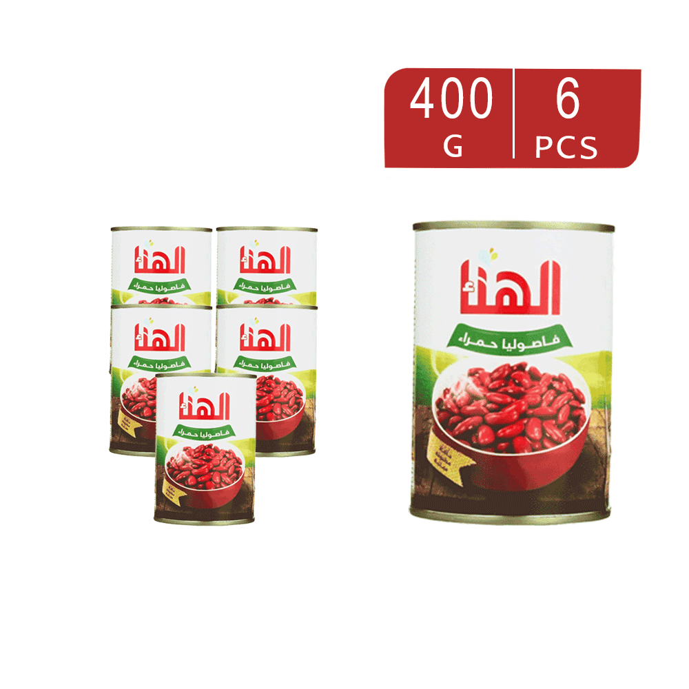 الهناء فاصوليا حمراء معلبة 400 جم - 6 عُلب