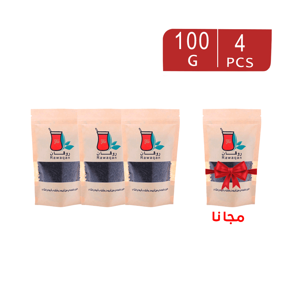 أوراق شاي روقان الحضرمي 100 جم - 3 عبوات + عبوة مجاناً